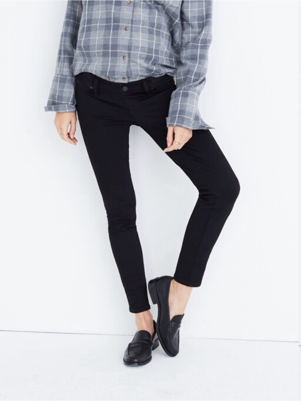 NWT Madewell Maternity Black Toothpick Jeans in Sz 27 Ankle